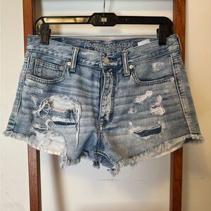 American Eagle Outfitters Women's Vintage High Rise Festival Denim Shorts - Blue